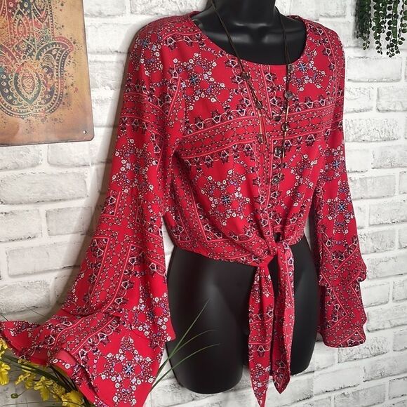 Altar’d State Boho Hippie Flared Sleeves Blouse Top Shirt XS - Picture 1 of 7